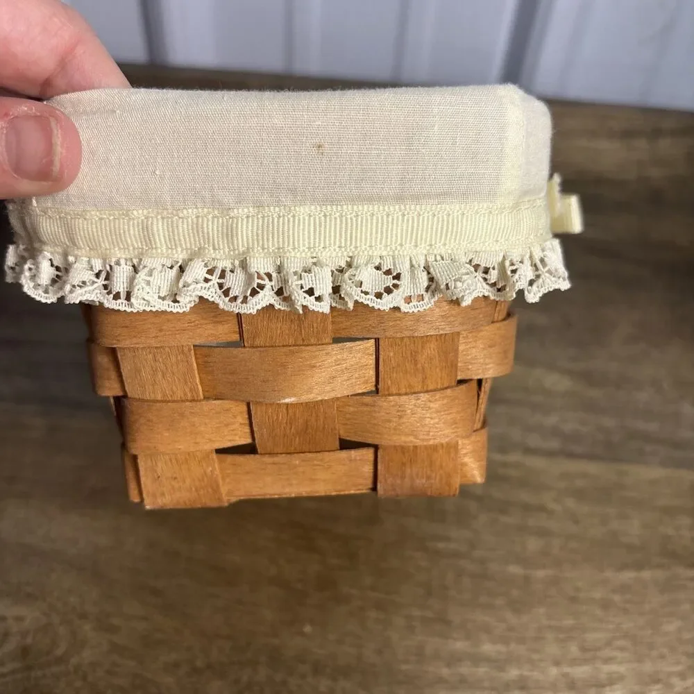 Vintage 1991 Small Longaberger Hanging Basket With Liner